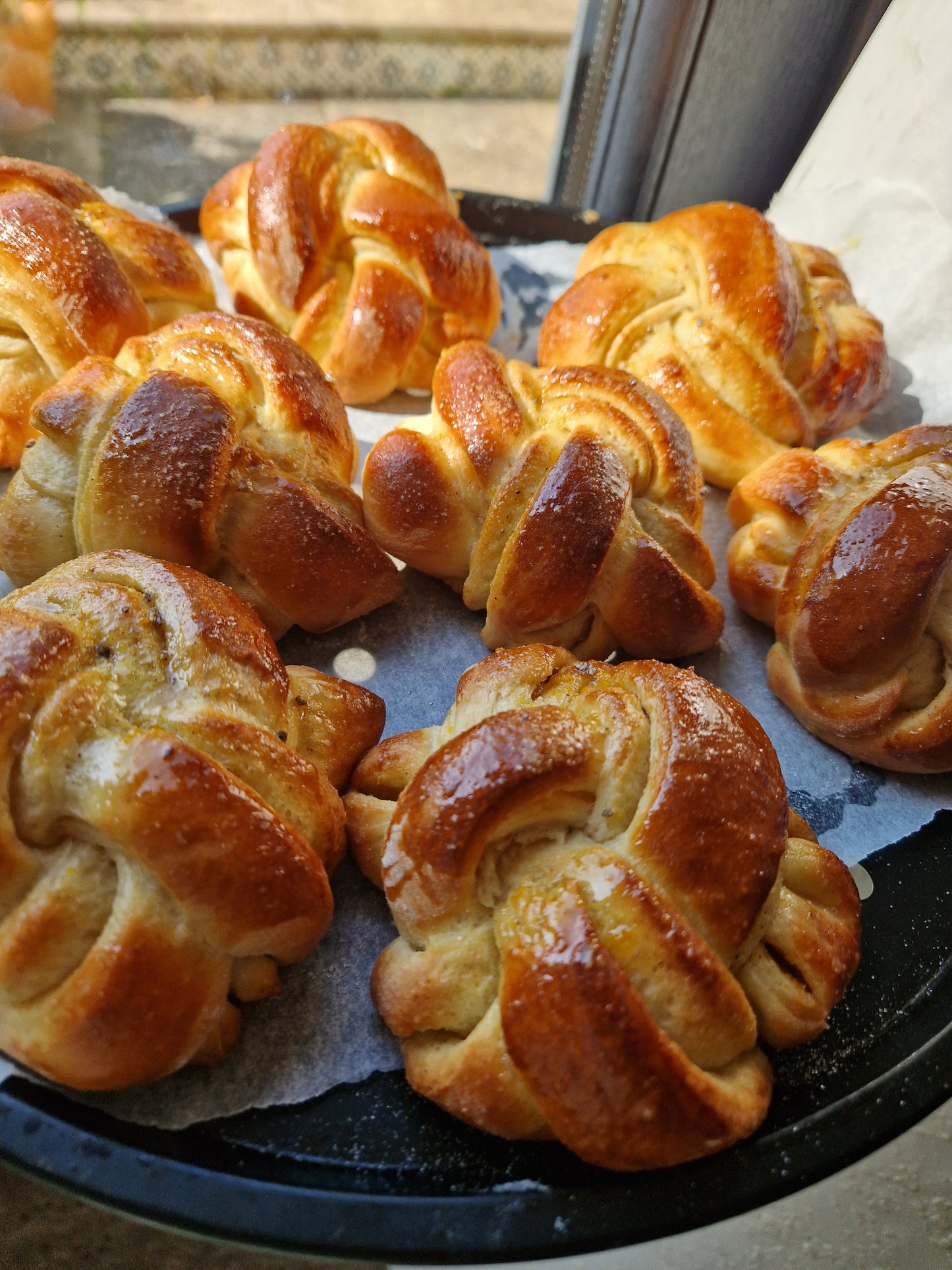 Blood Orange & Cardamom brioche knots