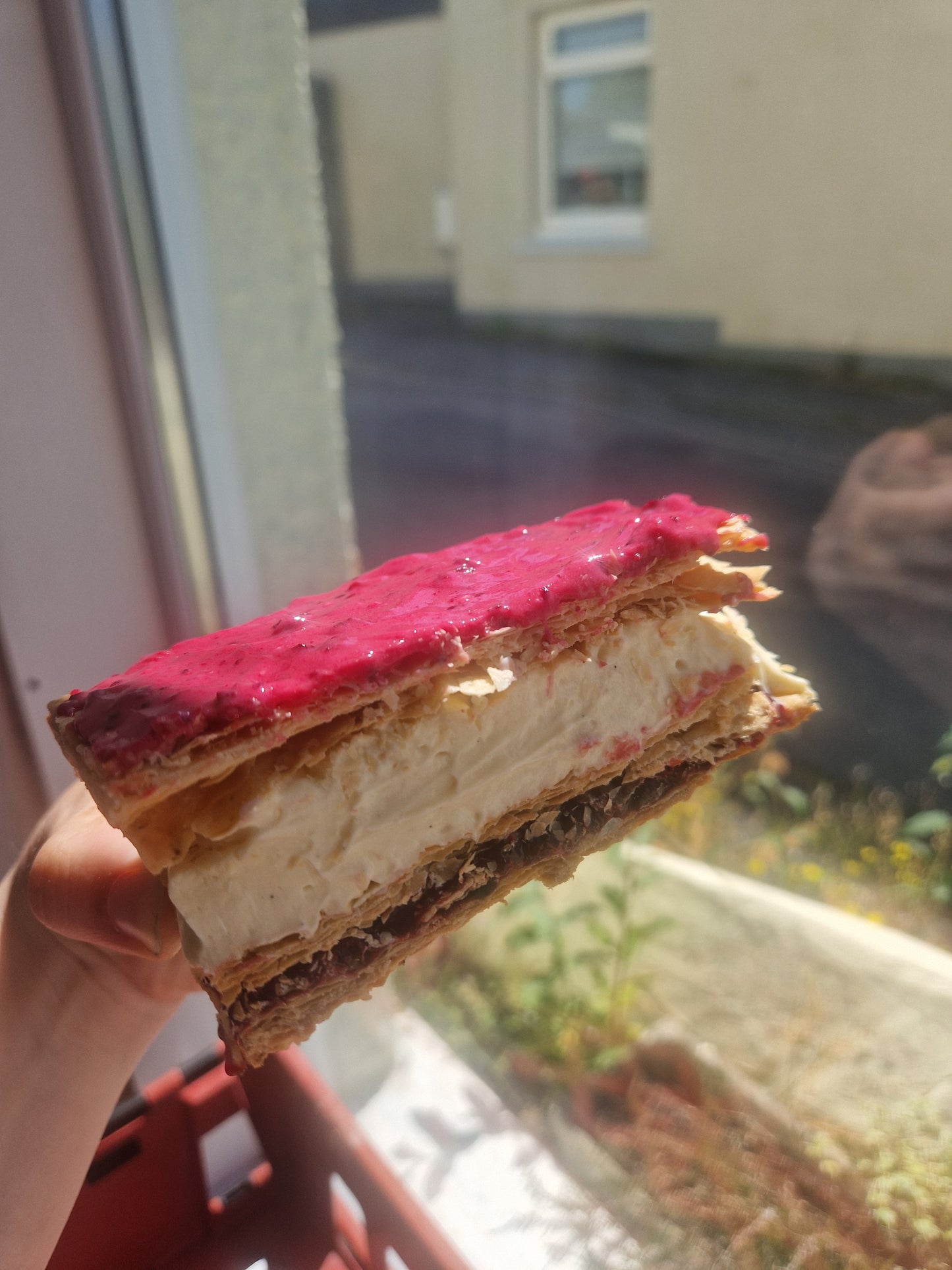 Blackberry & vanilla slice